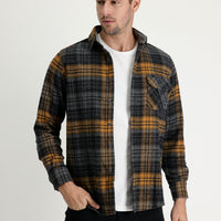 Dark Charcoal Regular Fit Plaid Shacket Shirt