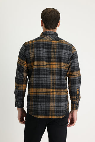  Koyu Füme Regular Fit Ekose Shacket Oduncu Pamuklu Gömlek