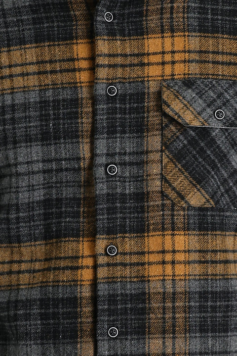 Dark Charcoal Regular Fit Plaid Shacket Shirt