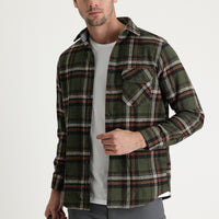 Koyu Yeşil Regular Fit Ekose Shacket Oduncu Pamuklu Gömlek