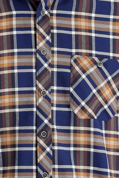 Tan Regular Fit Plaid Shacket Cotton Shirt