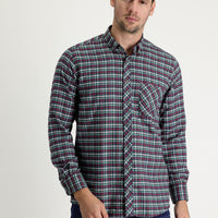 Dark Green Long Sleeve Regular Fit Plaid Lumberjack Cotton Shirt