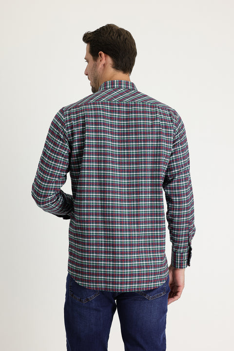 Dark Green Long Sleeve Regular Fit Plaid Lumberjack Cotton Shirt