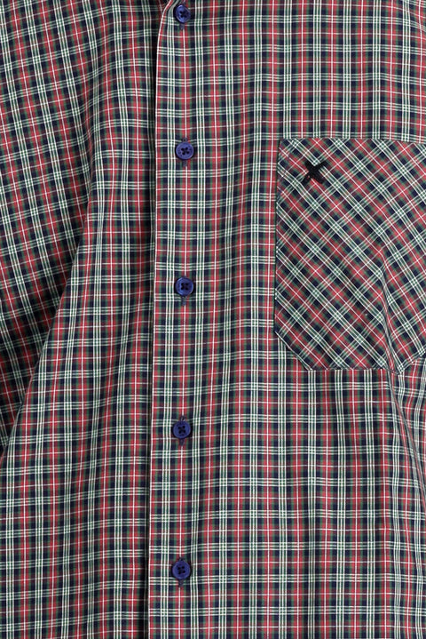 Dark Red Long Sleeve Regular Fit Plaid Cotton Shirt