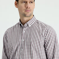 Flag Red Long Sleeve Regular Fit Plaid Cotton Shirt