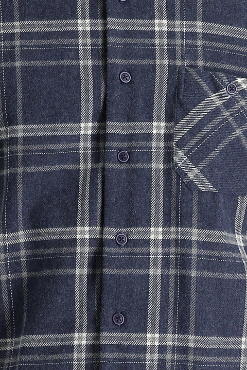 Dark Navy Regular Fit Plaid Shacket Cotton Shirt