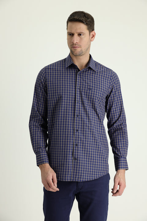 Light Yellow Long Sleeve Regular Fit Plaid Sport Shirt