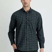 Dark Green Long Sleeve Regular Fit Plaid Lumberjack Cotton Easy-Iron Shirt