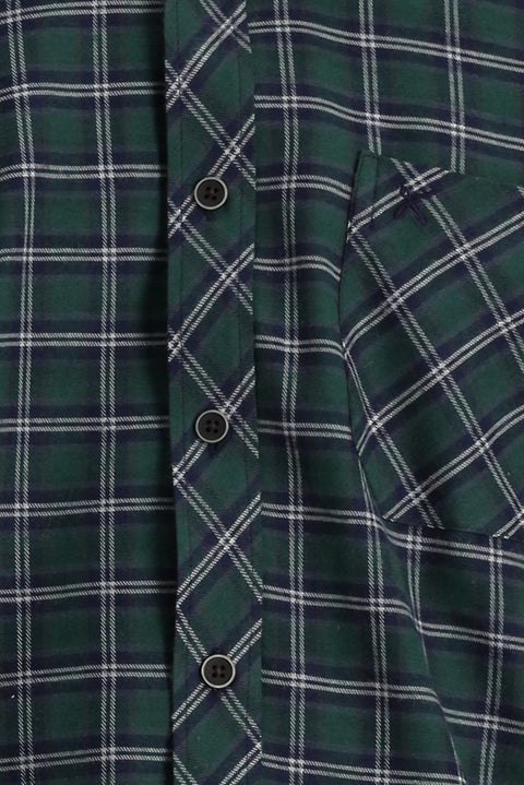 Dark Green Long Sleeve Regular Fit Plaid Lumberjack Cotton Easy-Iron Shirt