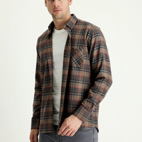 Medium Brown Long Sleeve Regular Fit Plaid Lumberjack Shirt