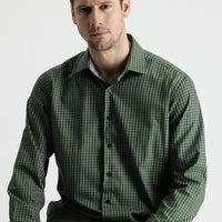 Grass Green Long Sleeve Regular Fit Plaid Shirt