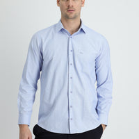 Light Blue Long-Sleeve Classic Plaid Shirt