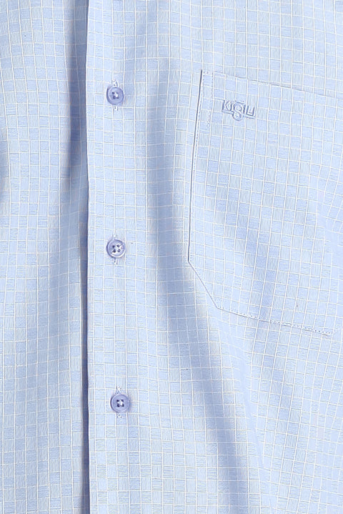 Light Blue Long-Sleeve Classic Plaid Shirt