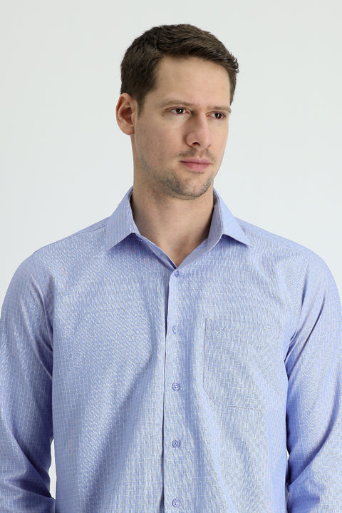 Dark Blue Long-Sleeve Classic Plaid Shirt