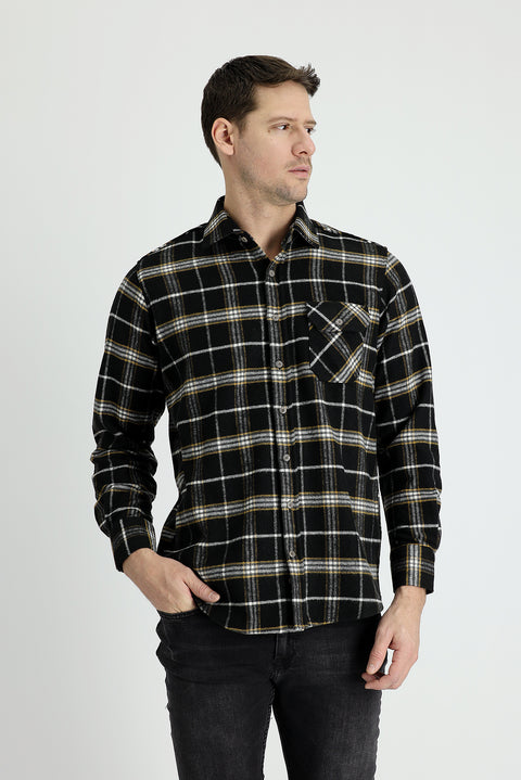 Black Long Sleeve Plaid Shacket Lumberjack Shirt
