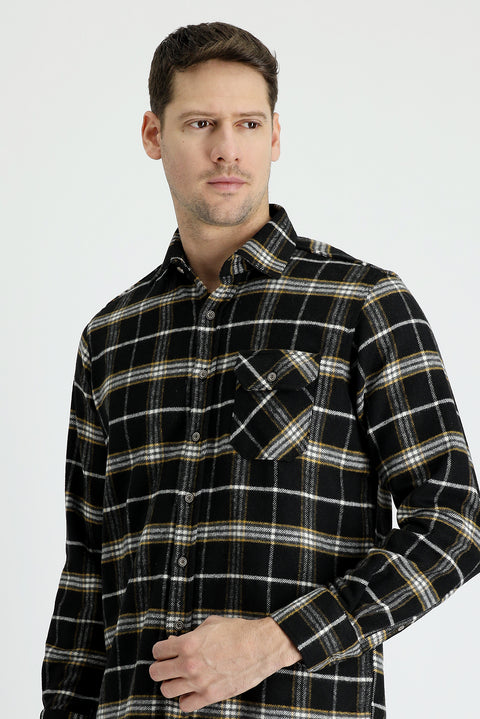 Black Long Sleeve Plaid Shacket Lumberjack Shirt