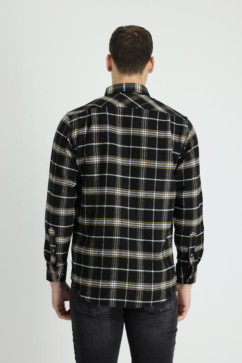 Black Long Sleeve Plaid Shacket Lumberjack Shirt