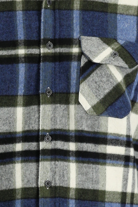 Dark Blue Long Sleeve Regular Fit Plaid Shacket Lumberjack Shirt