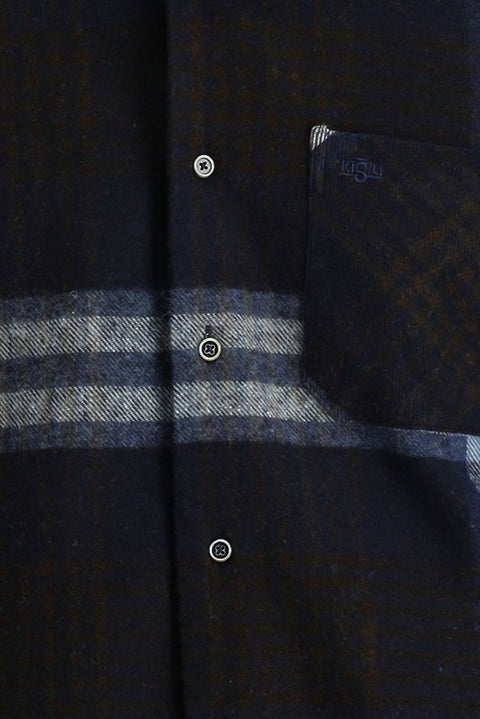 Dark Navy Long Sleeve Regular Fit Plaid Shacket Lumberjack Shirt