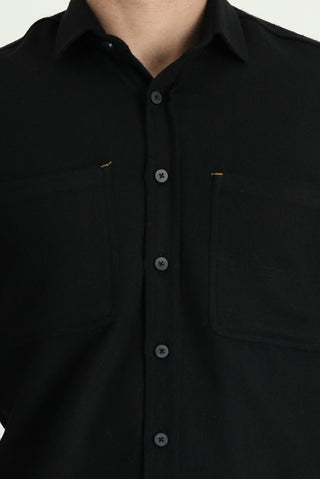  Siyah Uzun Kol Slim Fit Dar Kesim Spor Gömlek