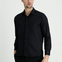 Siyah Uzun Kol Slim Fit Dar Kesim Klasik Gömlek