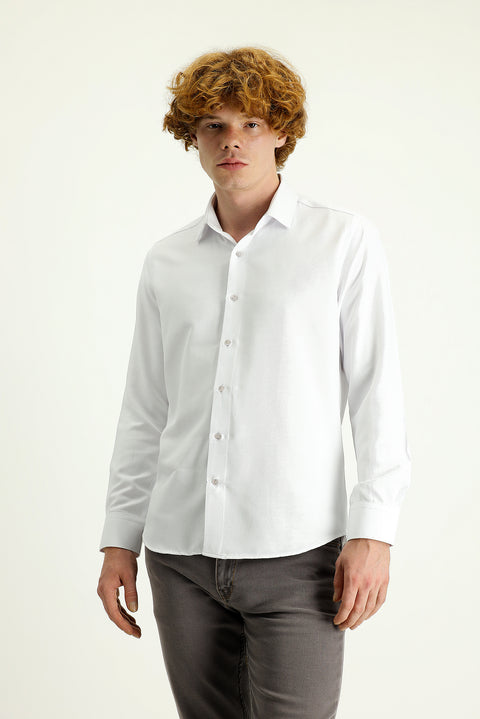 White Long Sleeve Slim Fit Classic Shirt