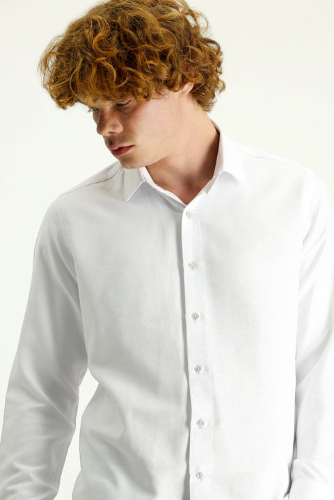 White Long Sleeve Slim Fit Classic Shirt