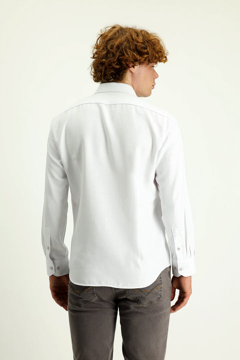 White Long Sleeve Slim Fit Classic Shirt