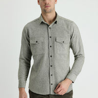 Dark Green Long Sleeve Slim Fit Patterned Shacket Lumberjack Cotton Shirt