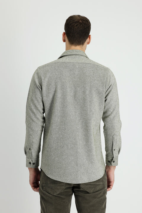 Dark Green Long Sleeve Slim Fit Patterned Shacket Lumberjack Cotton Shirt