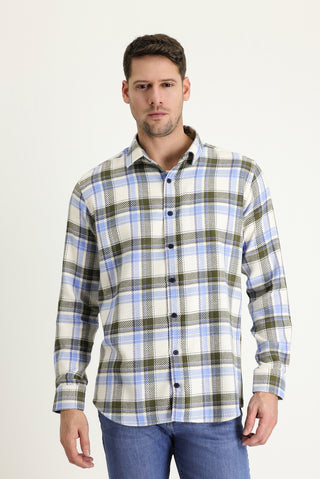  Açık Mavi Uzun Kol Slim Fit Dar Kesim Ekose Shacket Oduncu Pamuk Gömlek