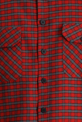  Açık Kırmızı Uzun Kol Slim Fit Dar Kesim Ekose Shacket Oduncu Pamuklu Gömlek