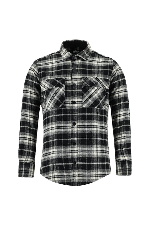 Black Long Sleeve Slim Fit Narrow Cut Plaid Lumberjack Shirt