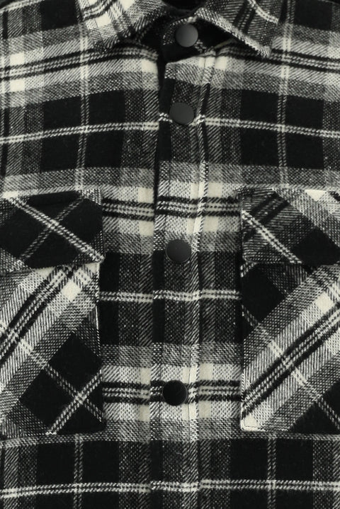 Black Long Sleeve Slim Fit Narrow Cut Plaid Lumberjack Shirt