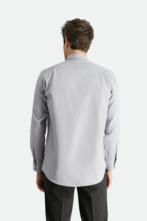Medium Grey Long Sleeve Regular Fit Oxford Cotton Shirt