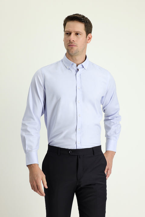Light Blue Long Sleeve Regular Fit Oxford Cotton Shirt
