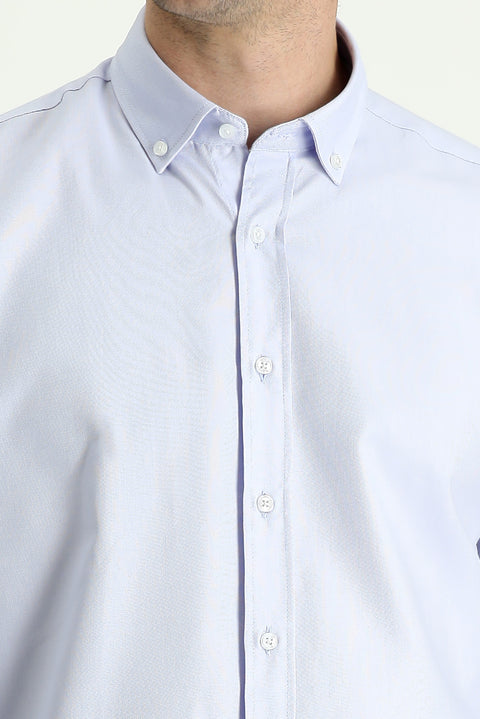Light Blue Long Sleeve Regular Fit Oxford Cotton Shirt