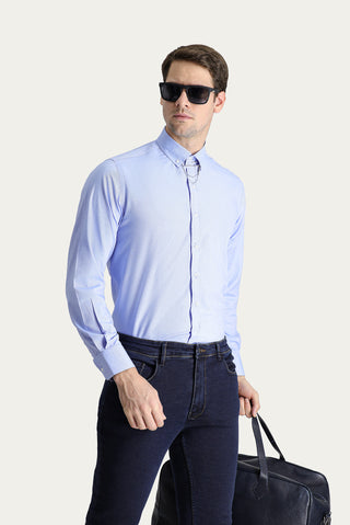  Mavi Uzun Kol Regular Fit Oxford Pamuk Gömlek