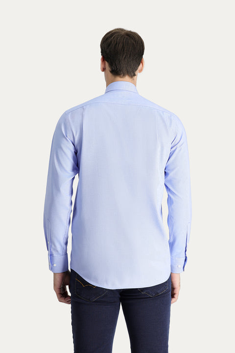 Blue Long Sleeve Regular Fit Oxford Cotton Shirt