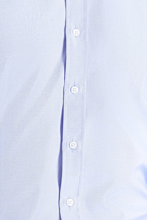 Blue Long Sleeve Regular Fit Oxford Cotton Shirt