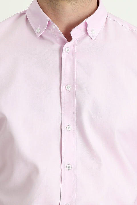 Toz Pembe Uzun Kol Regular Fit Oxford Pamuk Gömlek