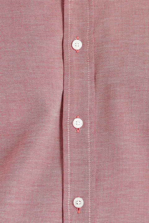 Light Red Long Sleeve Regular Fit Oxford Cotton Shirt