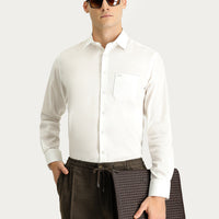 White Long-Sleeve Classic Cotton Shirt
