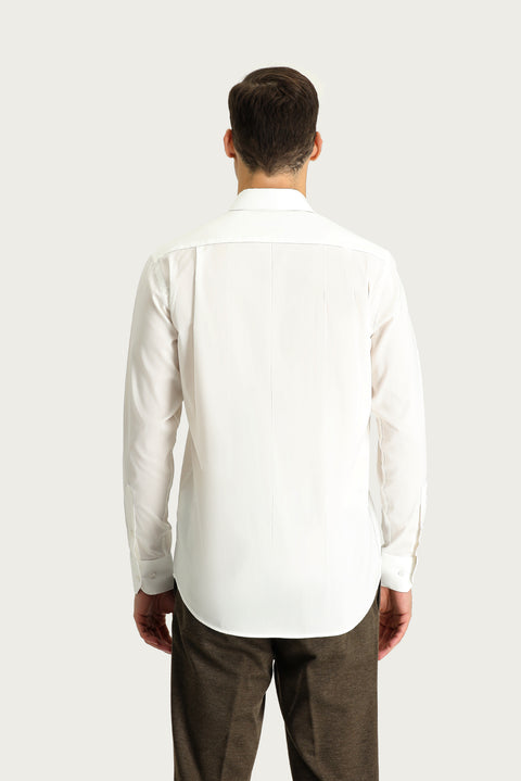 White Long-Sleeve Classic Cotton Shirt