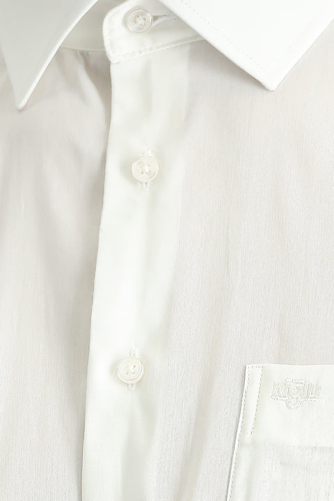 White Long-Sleeve Classic Cotton Shirt