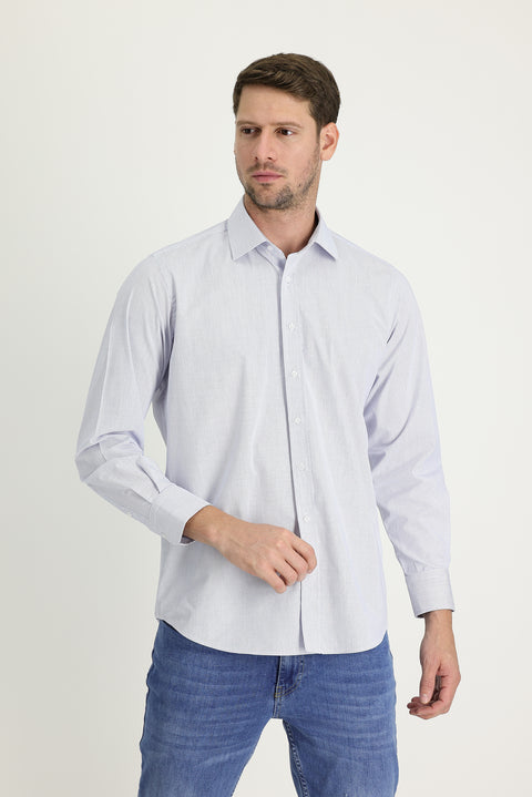 Medium Navy Long Sleeve Regular Fit Striped Cotton Easy-Iron Shirt