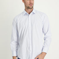 Light Blue Long Sleeve Regular Fit Striped Cotton Easy-Iron Shirt