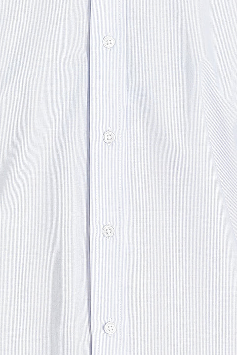 Light Blue Long Sleeve Regular Fit Striped Cotton Easy-Iron Shirt