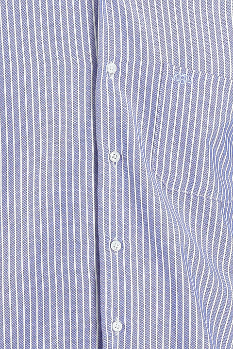 Mavi Uzun Kol Regular Fit Çizgili Pamuklu Gömlek