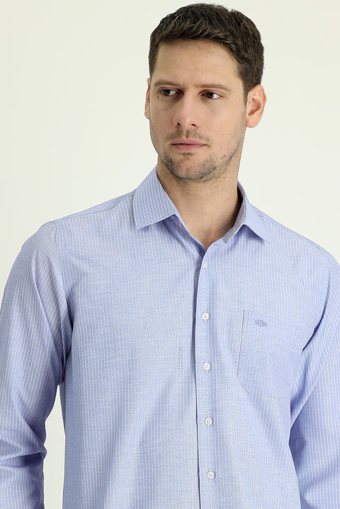 Medium Navy Long Sleeve Regular Fit Striped Cotton Easy-Iron Shirt